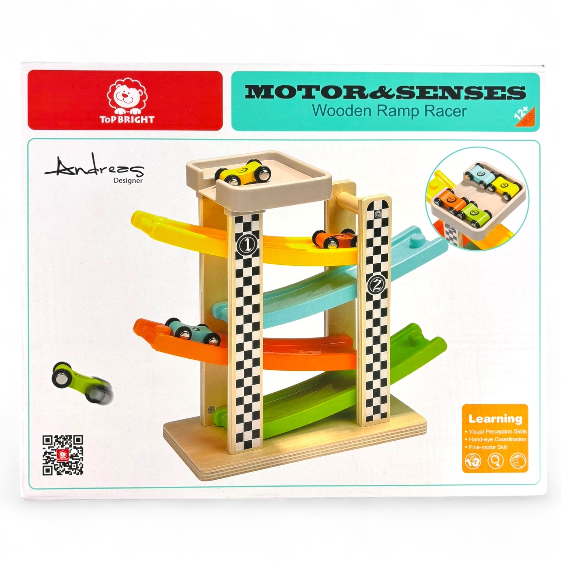 Wooden Race Track Car Ramp Racer with 4 Mini Car