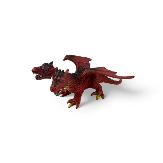 Fantasy Two Headed Red Yellow Dragon Plastic Figure Toy