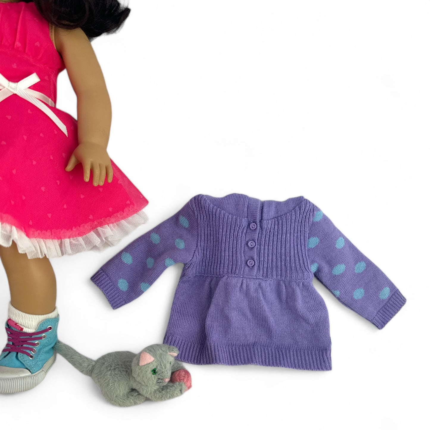 American Girl Doll Magenta Dress with Other Outfits and Accessories