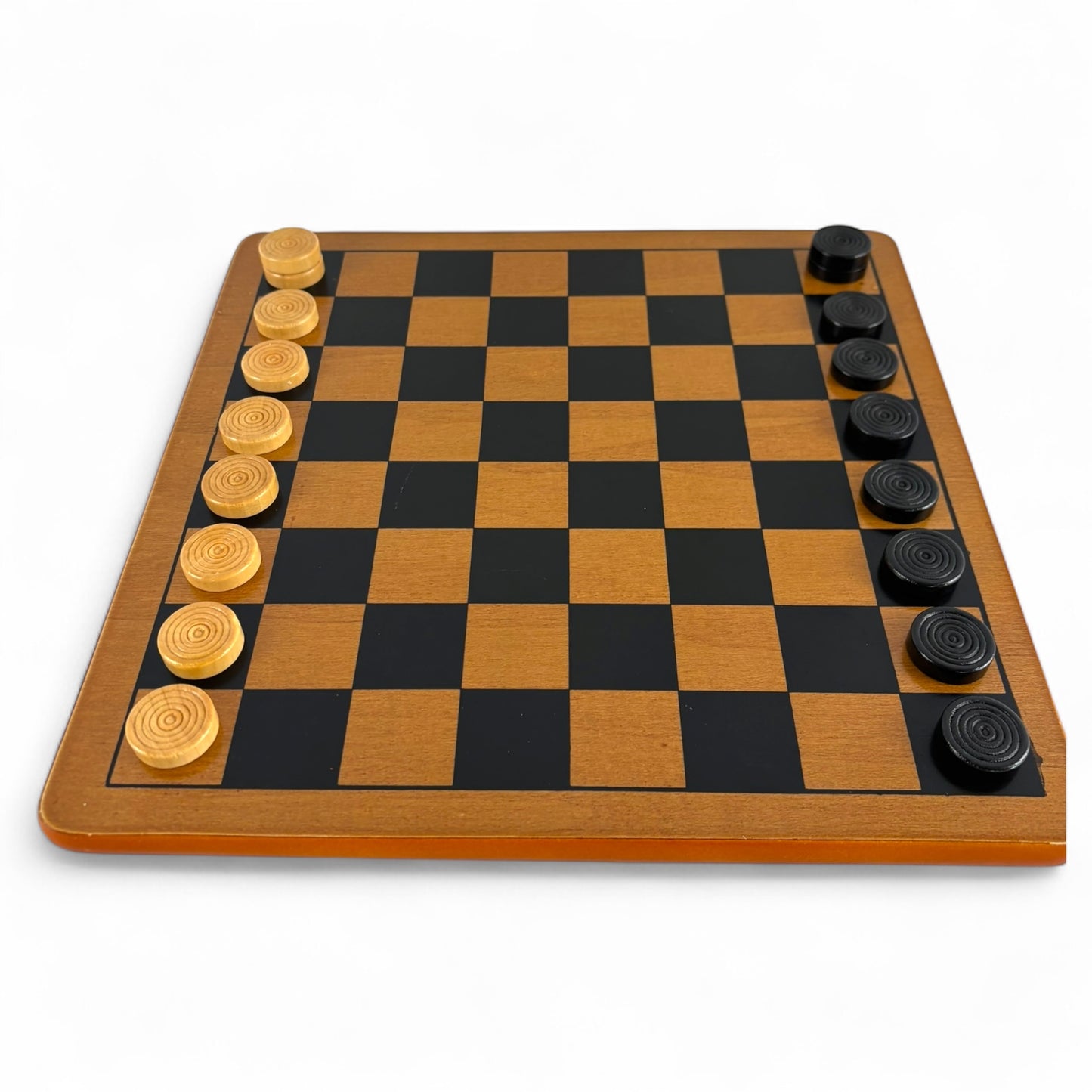 Vintage Wooden 2-in-1 Checkers and Tic-Tac-Toe Game Set