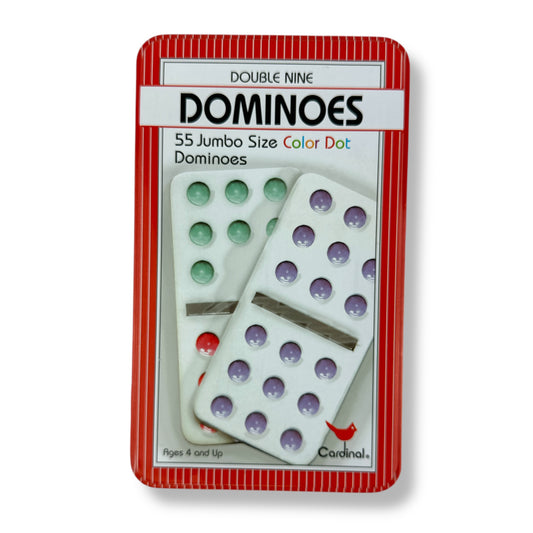 Double Nine Dominoes - 55 Jumbo Size Color Dot Dominoes