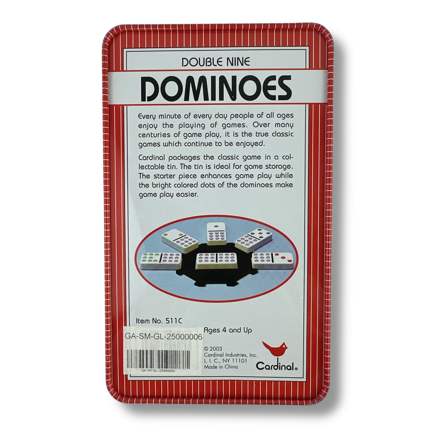 Double Nine Dominoes - 55 Jumbo Size Color Dot Dominoes