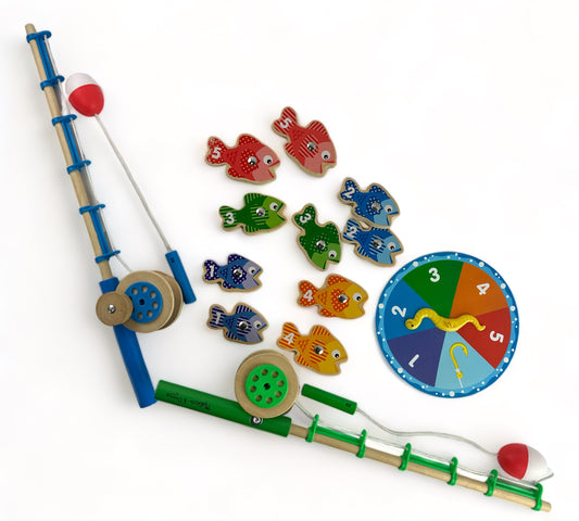 Catch & Count Wooden Fishing Game With 2 Magnetic Rods