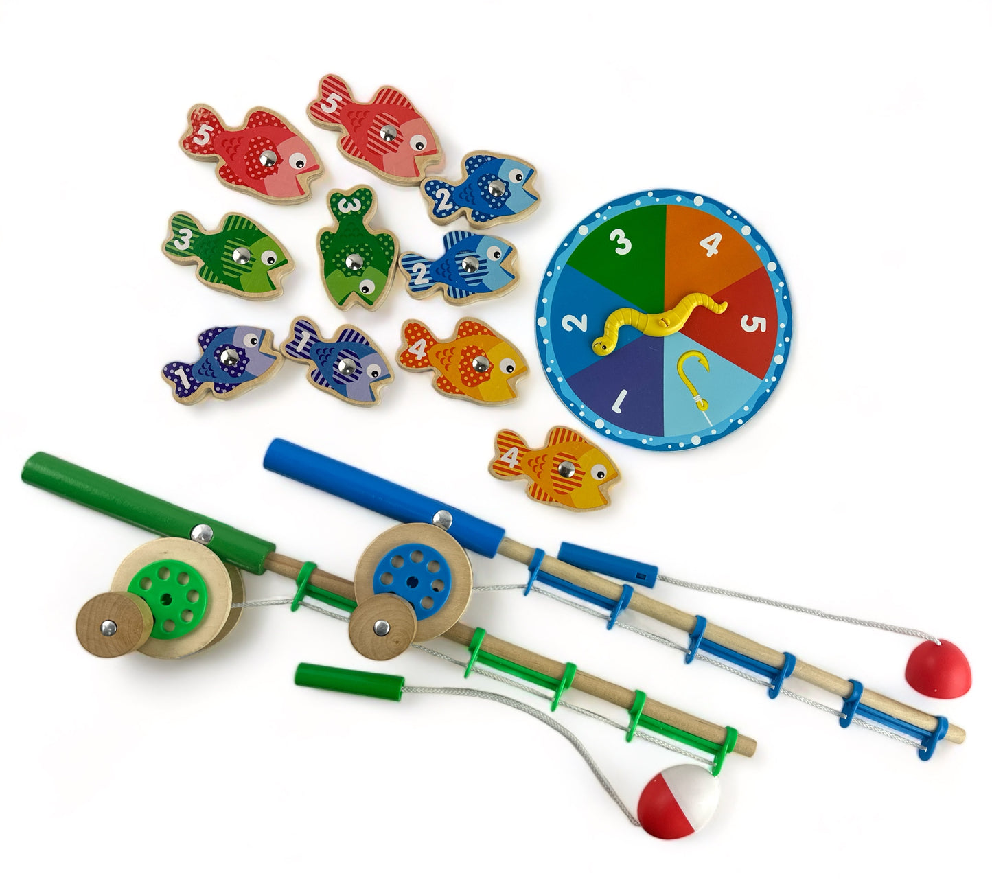 Catch & Count Wooden Fishing Game With 2 Magnetic Rods