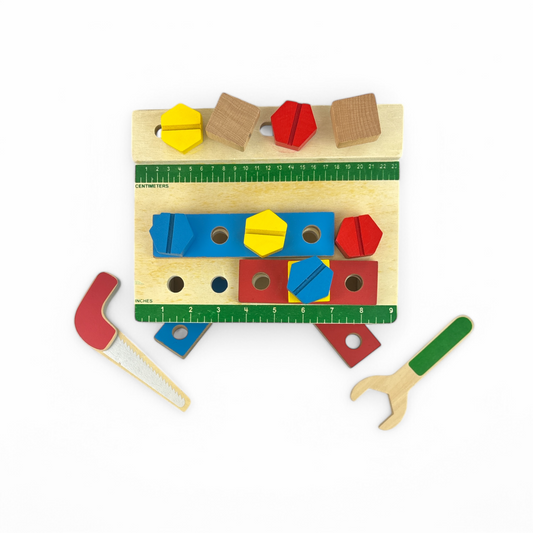 Hammer & Saw Tool Bench - Wooden Building Set with Wrench & Saw