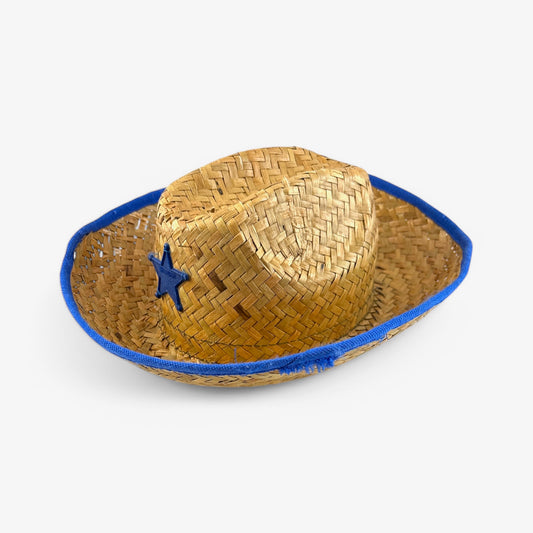 Child Cowboy Straw Blue Sheriff Hat