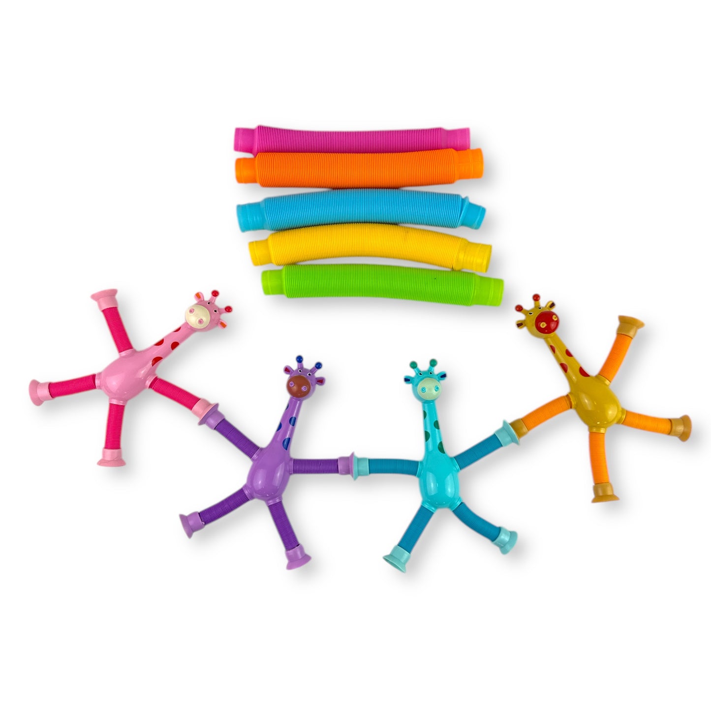 Telescopic Toy & Tube Pack - 4 Telescopic Giraffes, 5 Tubes