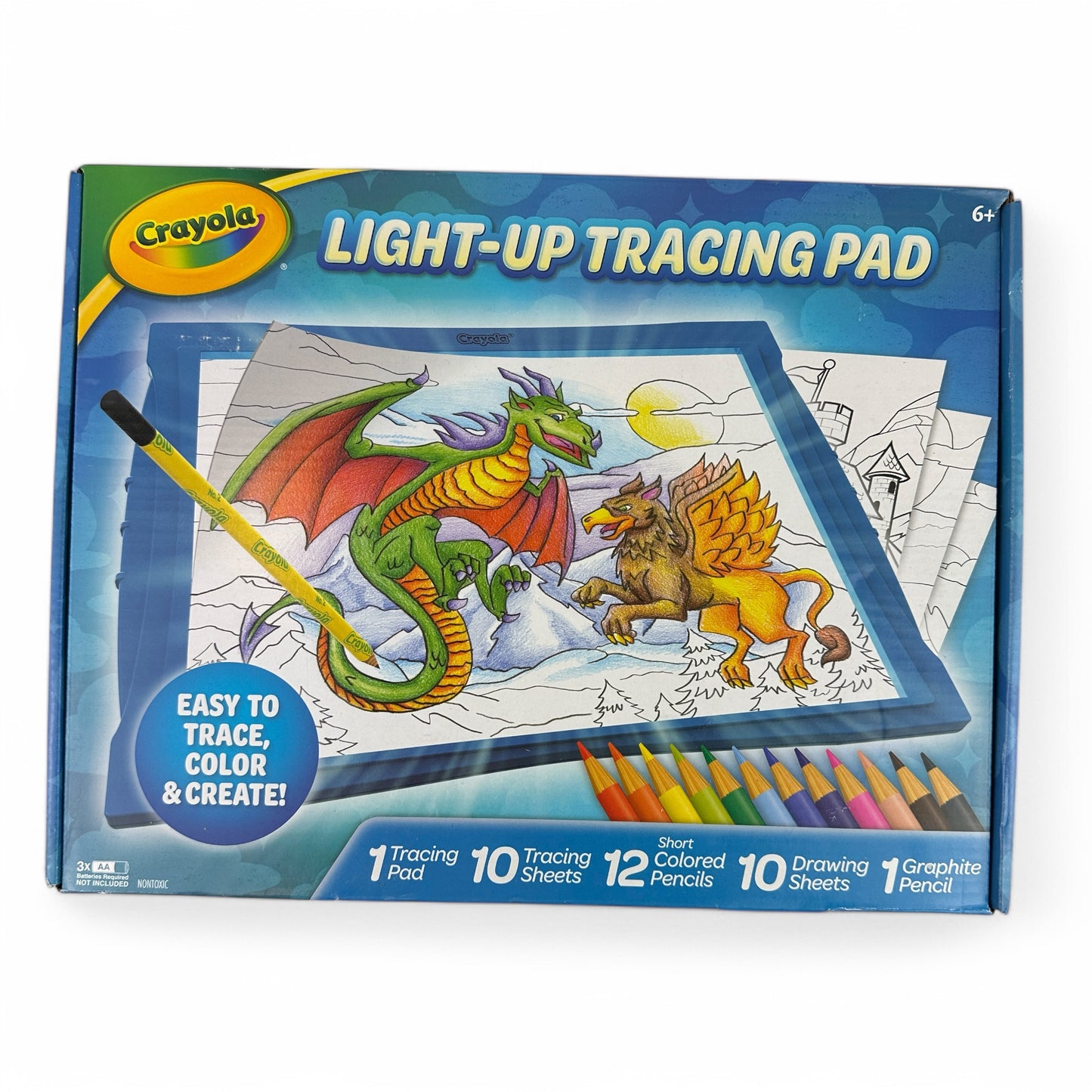 Light Up Tracing Pad (Blue): Creative Drawing Kit for Kids, Includes Colored Pencils & Paper