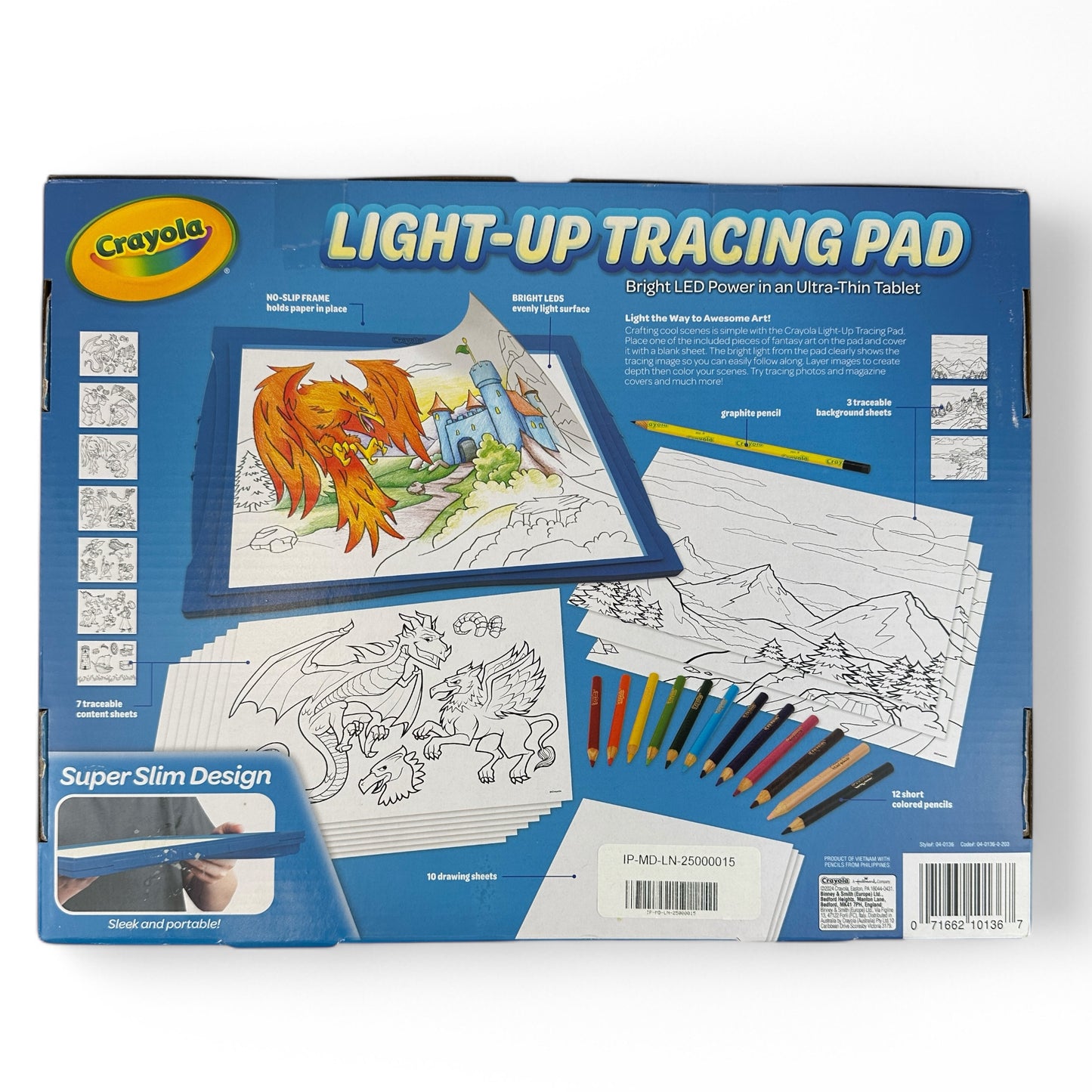 Light Up Tracing Pad (Blue): Creative Drawing Kit for Kids, Includes Colored Pencils & Paper