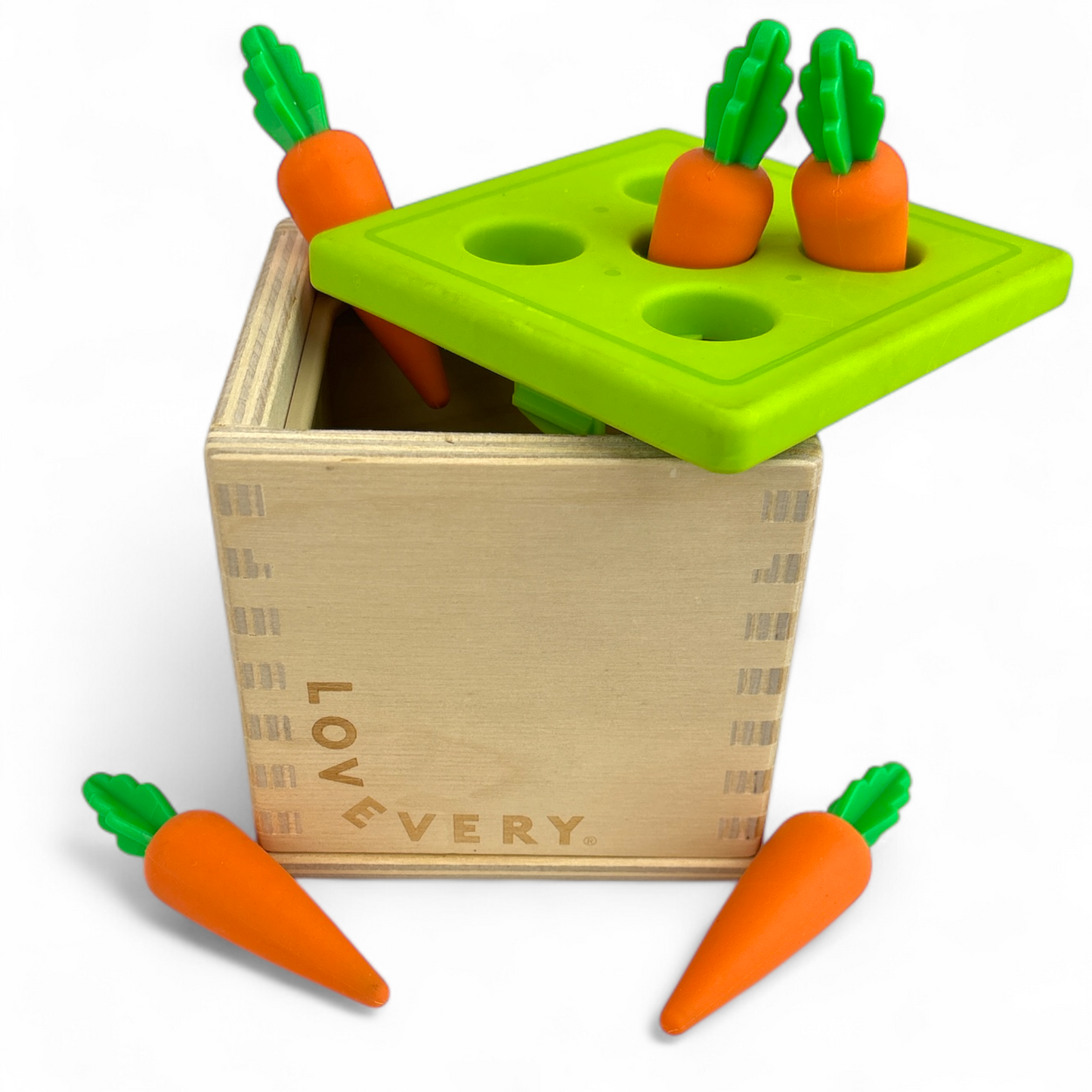 Wooden Hopper Box - Montessori Carrot Peg Board