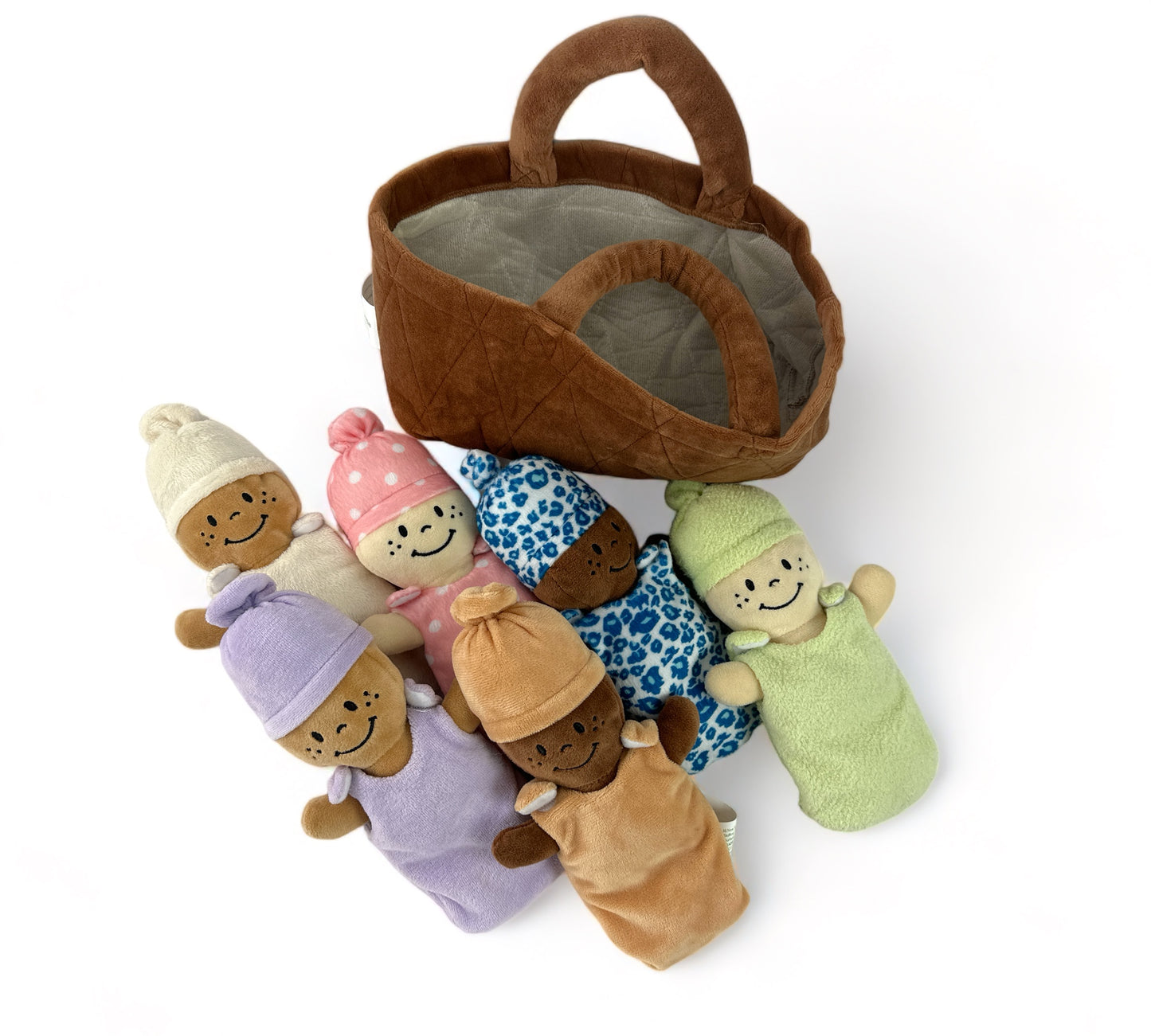 Plush Basket Of Babies 6 Piece Set
