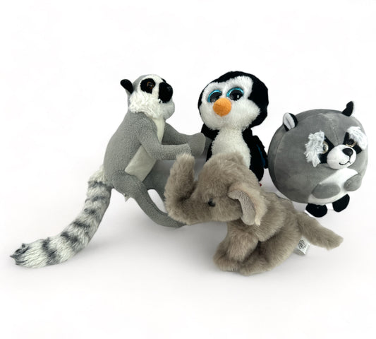 Elephant, Penguin, Lemur Cuddle Stuffy Set