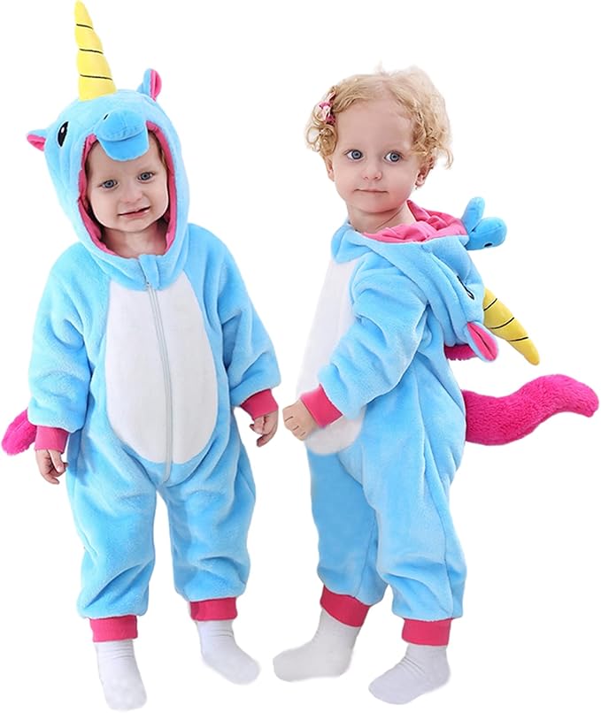 Toddler Blue Unicorn Jumper With Hood Costume