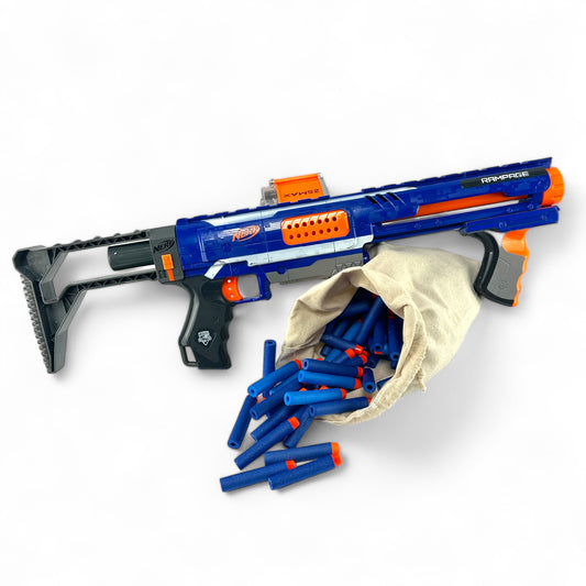 NERF Rampage N-Strike Elite Toy Blaster with 25 Dart Drum Slam Fire