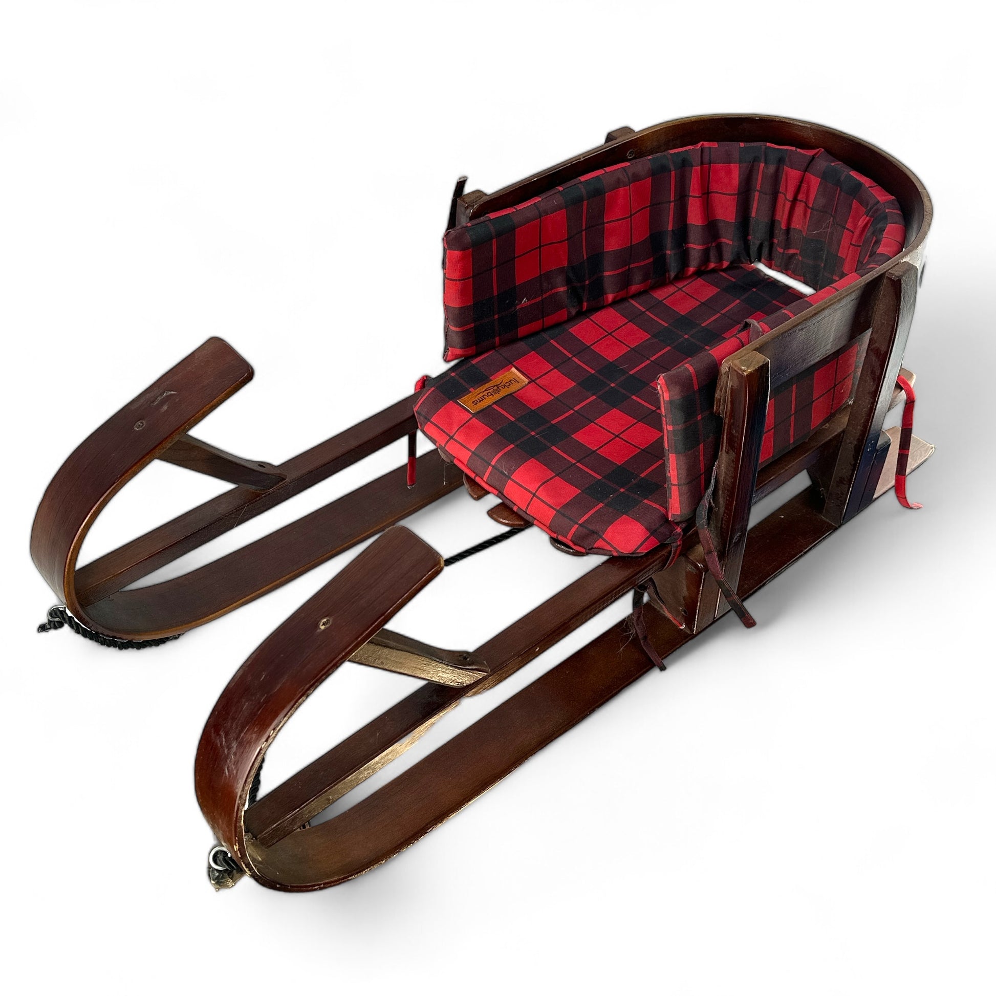 Wooden Sled with Plaid Liner