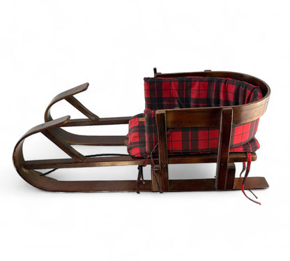 Wooden Sled with Plaid Liner