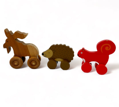 Wooden Animals on Wheels Set