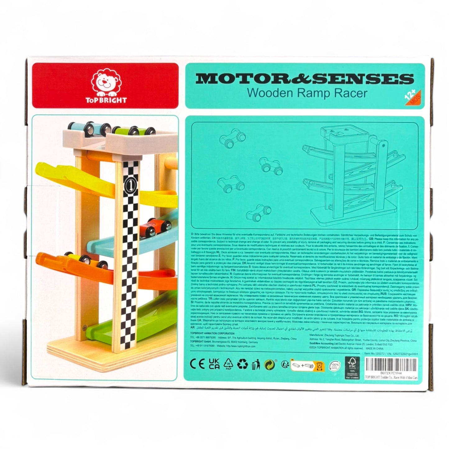 Wooden Race Track Car Ramp Racer with 4 Mini Car