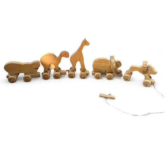 Wooden Animals on Wheels Set