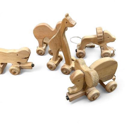 Wooden Animals on Wheels Set