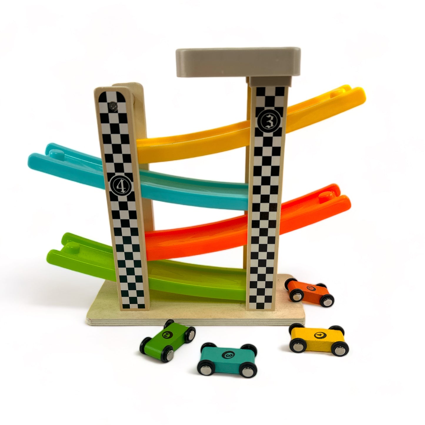 4-Pc. Wooden Car Ramp Race Car Set