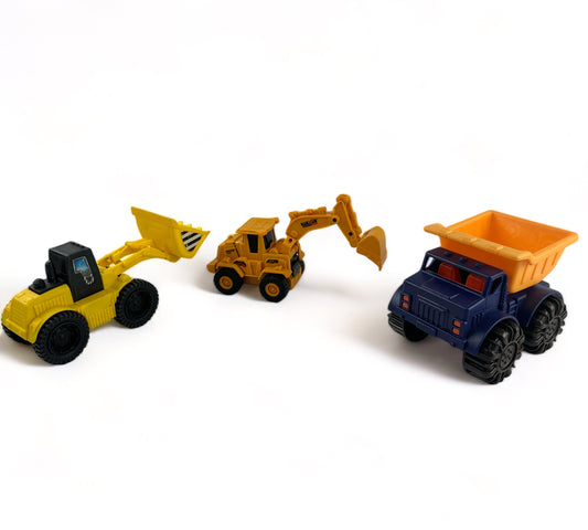 Dump Truck, Front End Loader and Backhoe Sandbox Set