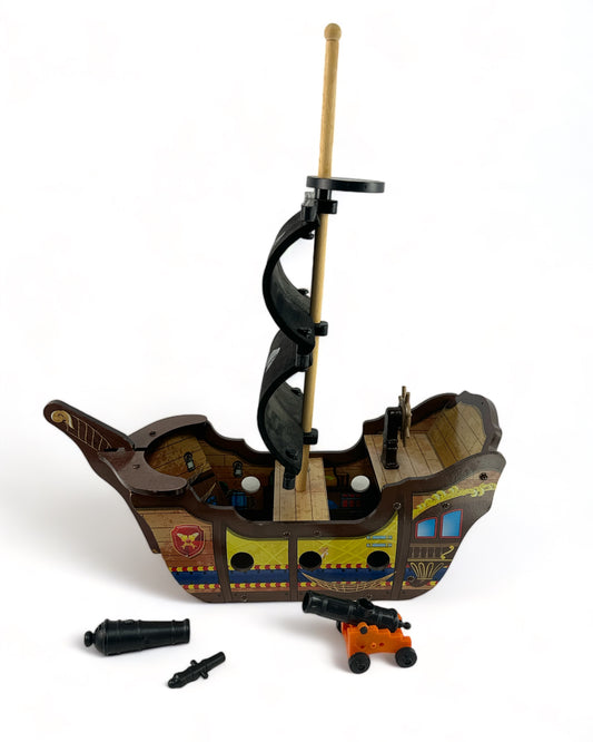 Wooden Toy Pirate Ship and Cannons