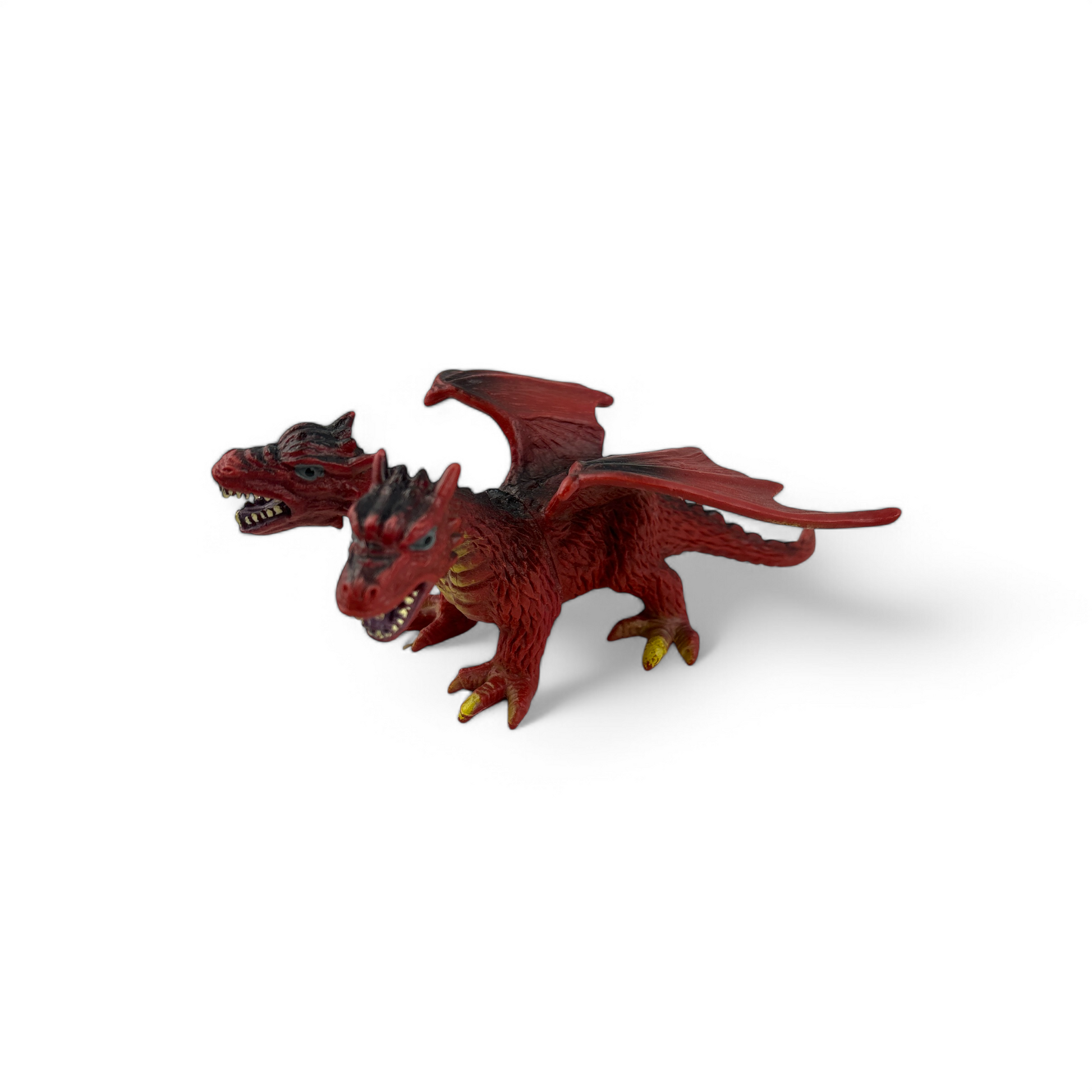 Fantasy Two Headed Red Yellow Dragon Plastic Figure Toy