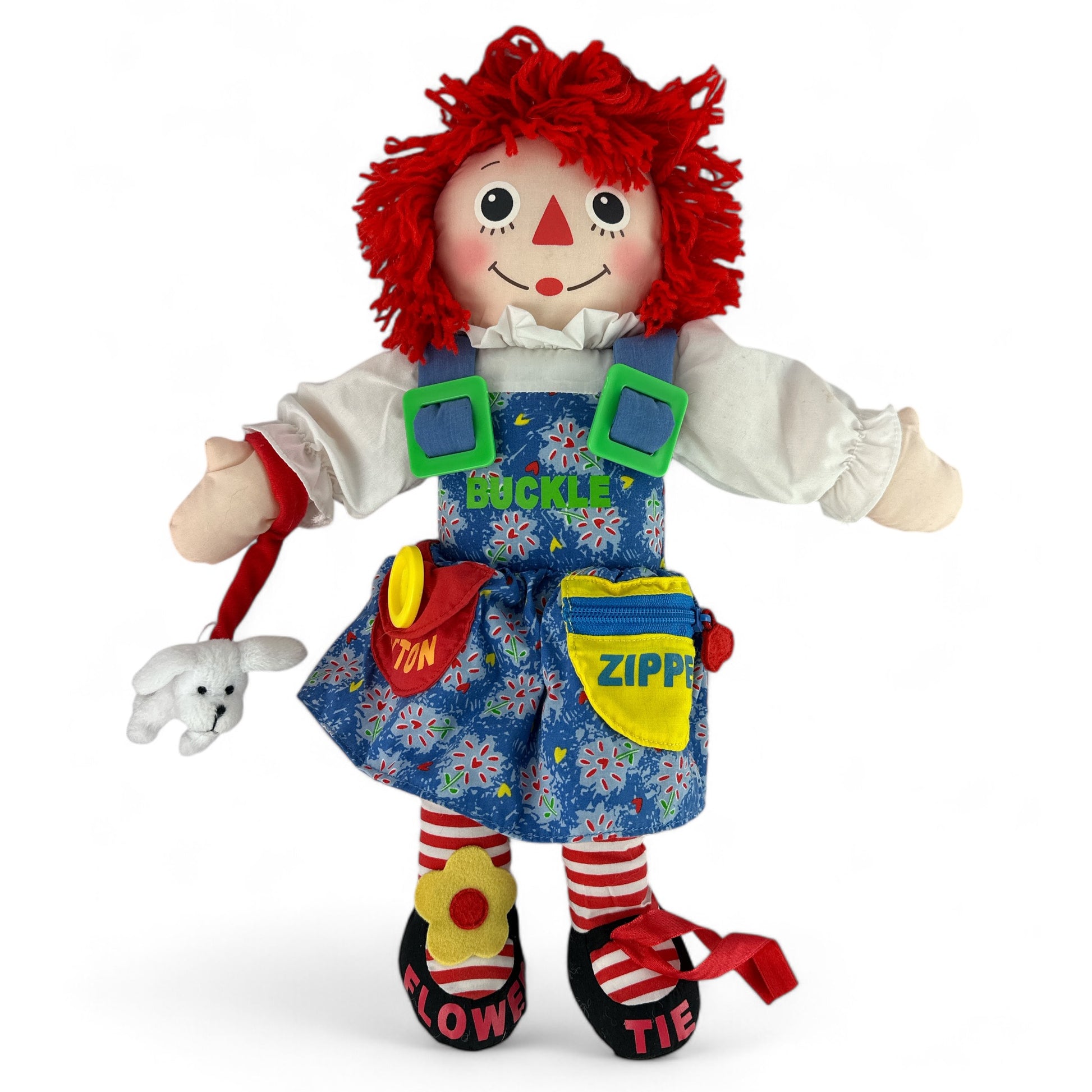 Talking Raggedy Ann Dress Up Zipper Buckle Plush Doll with Dog