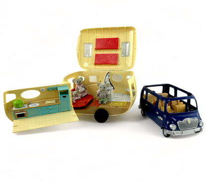 Family Camper and Car Set with Figurines 
