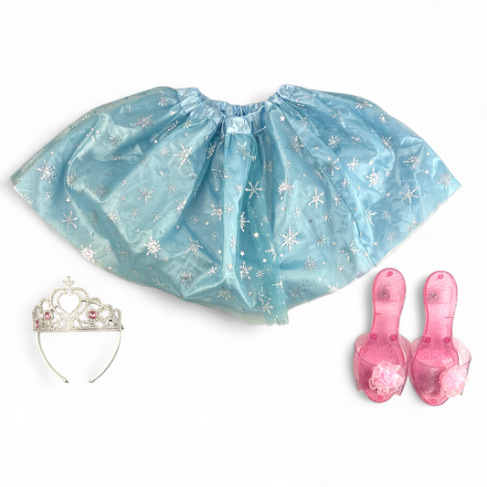 Blue Princess Costume Pack with Complimentary Pink Shoes & Tiaras