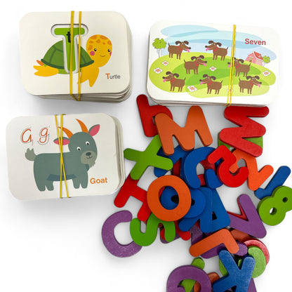 Alphabet Number Flash Cards and Wooden Letter Puzzle