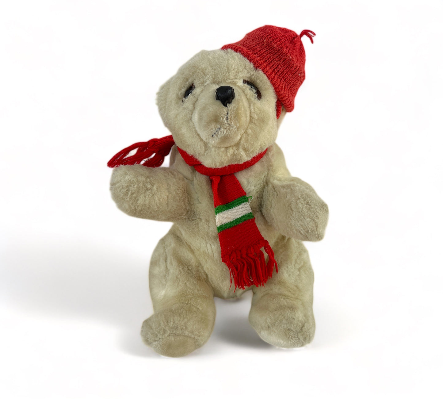 Stuffed Polar Bear with Hat and Scarf