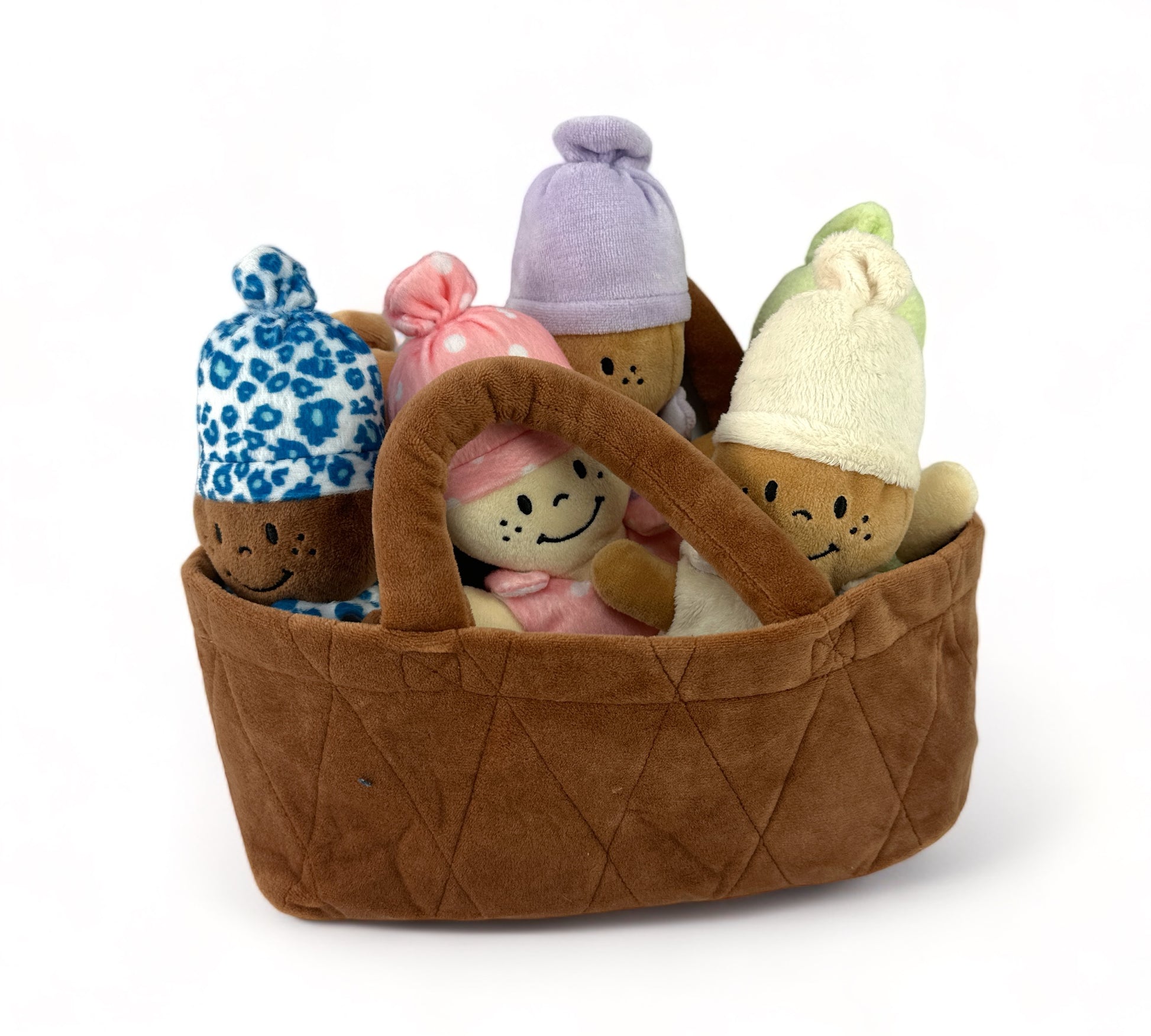 Plush Basket Of Babies 6 Piece Set