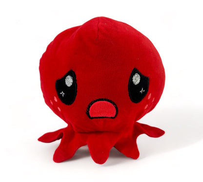 Reverse-EEZ Plush 2-in-1 Expressive Yellow and Red Octopus