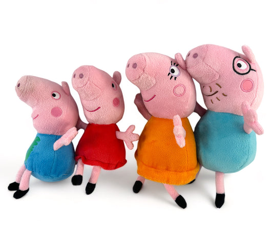 Peppa Pig Family Small Plush Stuffed Animal 4-piece Set, Mummy Pig, Daddy Pig, George