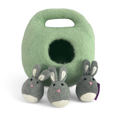 Felt Bunnies in Cozy Burrow