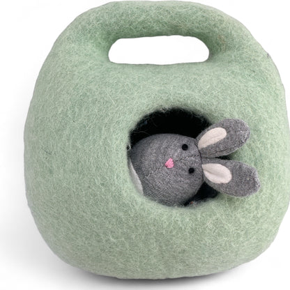 Felt Bunnies in Cozy Burrow