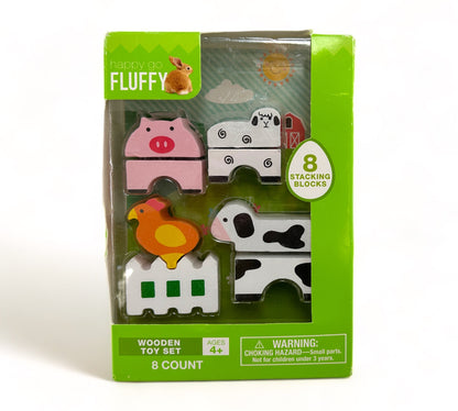 Happy Go Fluffy 8- pc wooden Blocks