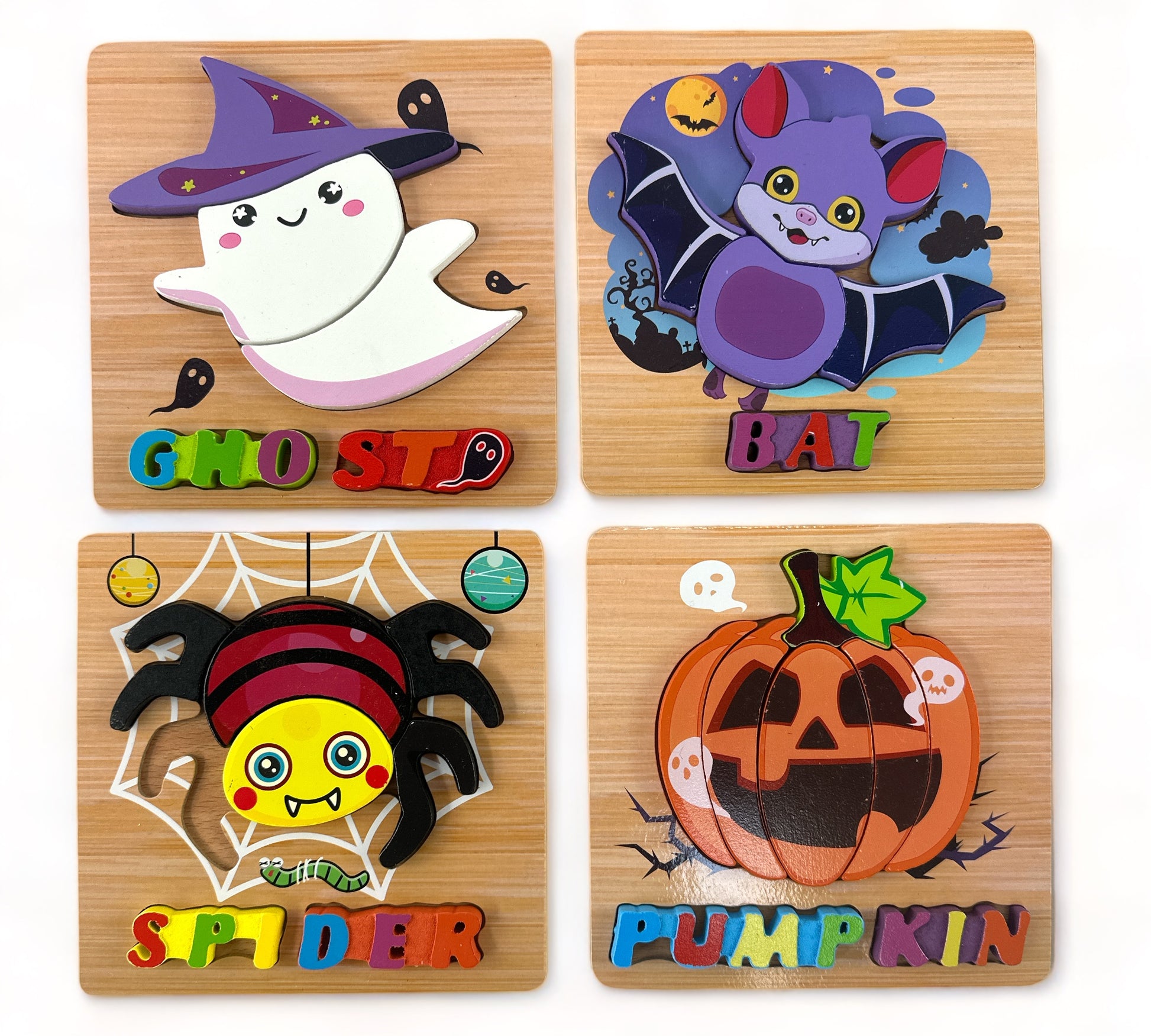 Halloween 4 Pack Wooden Puzzles