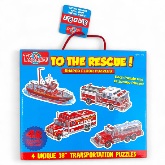 To The Rescue! Emergency Vehicle Shaped Floor Puzzle Set